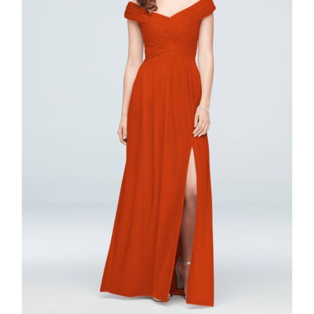 Crisscross bodice Mesh bridesmaid dress